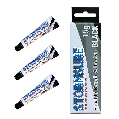 Stormsure Flexible Repair Adhesive (3x5g) Black - Multipurpose High-Performance Glue for Outdoor Gear, Fabrics, and More