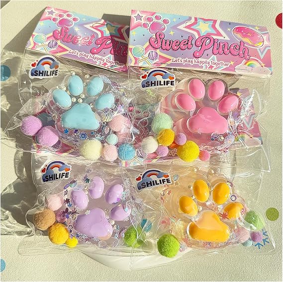 Taba Squishy Crystal Cat Claw Random Color , Kawaii Squishies PVC Toys, Stress Relieving Fur Ball OPP Packaging Gifts|Squishy Fidget Toys for Anxiety & Relaxation|Perfect Desk Accessory (1pcs)