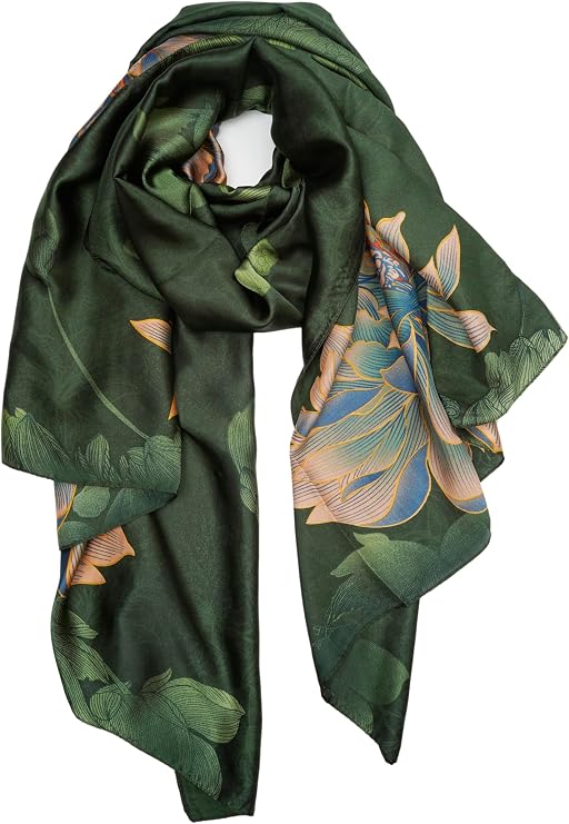 YOUR SMILE Large Satin Scarf for Women, Lightweight Silky Feeling Long Shawl Wrap for Sun Protection