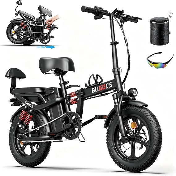 Rakowe Electric Bike for Adults, 1000W Peak Motor, 48V Removable UL Certified Battery, Up to 60 Miles PAS Range, 16" / 20" Fat Tire, Folding Options, 2 Seater All-Terrain Electric Bicycles