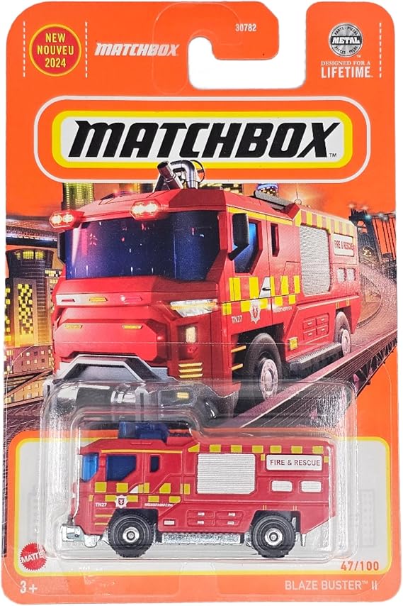Matchbox Blaze Buster II Red Fire Engine 47/100 1:64 Scale Die-Cast