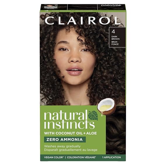 Clairol Natural Instincts Demi-Permanent Hair Dye, 4 Dark Brown | 1 Pack | Clairol Natural Instincts Demi-Permanent Hair Dye, 4 Dark Brown | 1 Pack