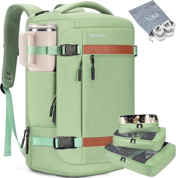 42L Carry On Travel Backpack With 4 Packing Cubes, TSA Friendly