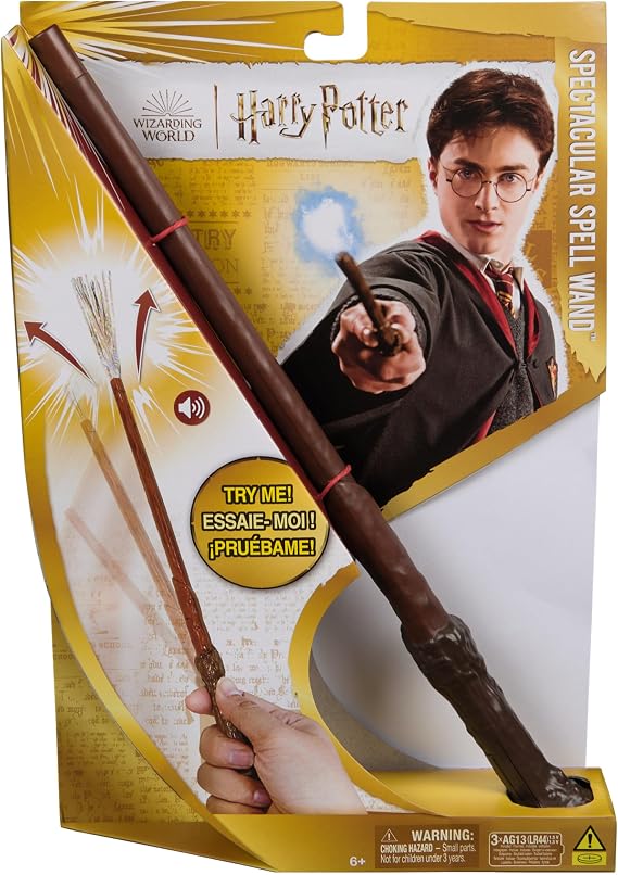 Wizarding World, Harry Potter 11-inch Spectacular Spell Magic Wand with Sparkle Visual Effect & Sounds, Kids Toys for Ages 6 and up