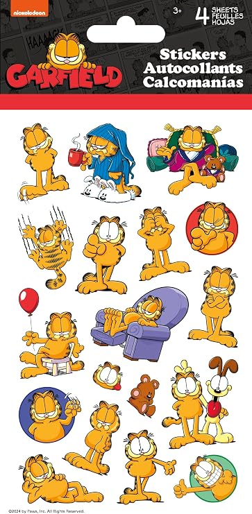 Garfield: Flat Out Garfield Standard Stickers - 4 Sheet