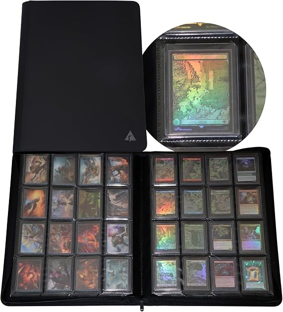 16-Pocket Top loader Binder - Holds 704 Top Loaders,Top Loader Binder Side Loading Album for 34 Top Loaders