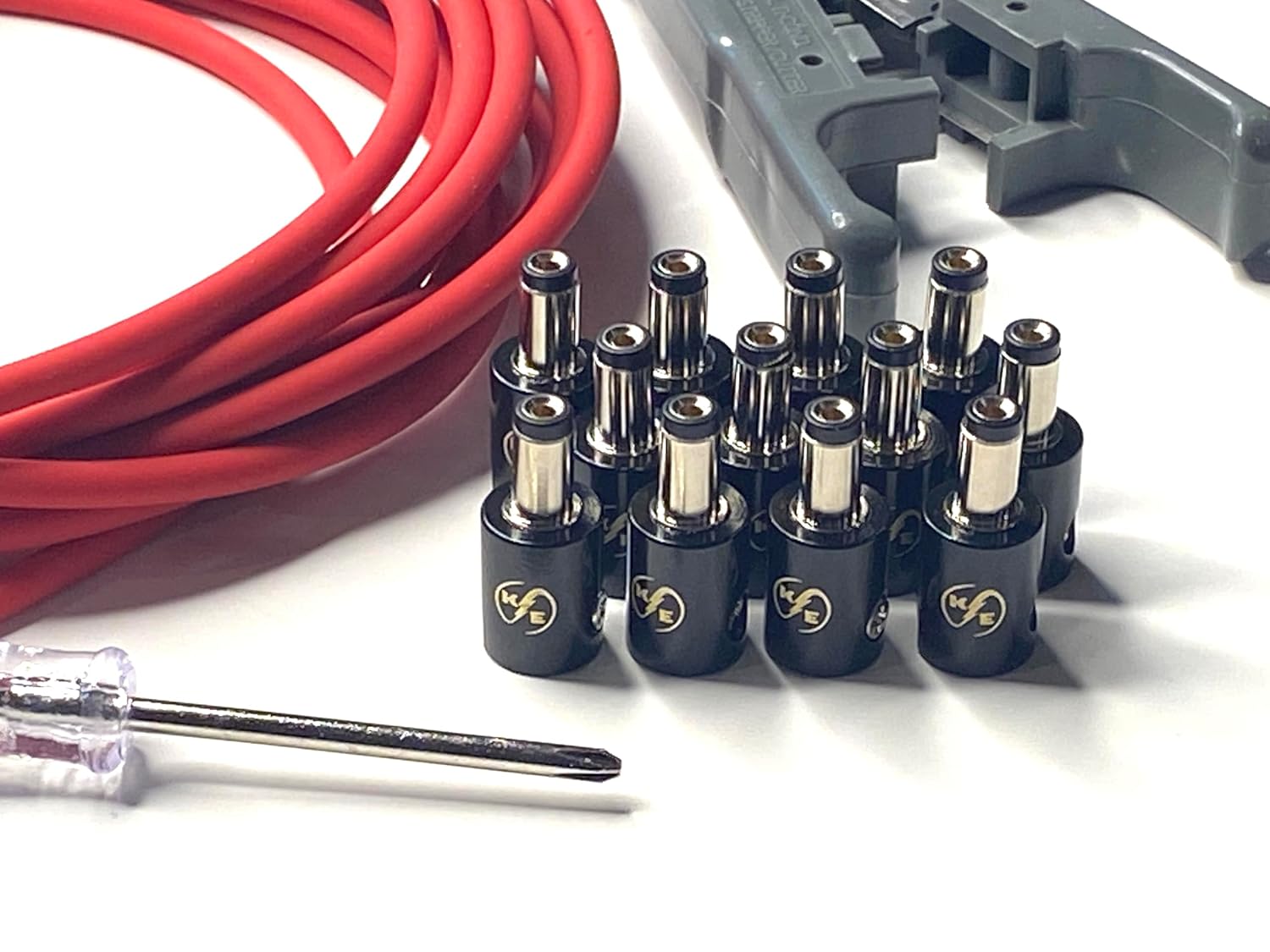 Solderless Standard DC Barrel DIY Kit, 6 Custom Length Cables for Guitar Effects Pedals Red Cable Kit