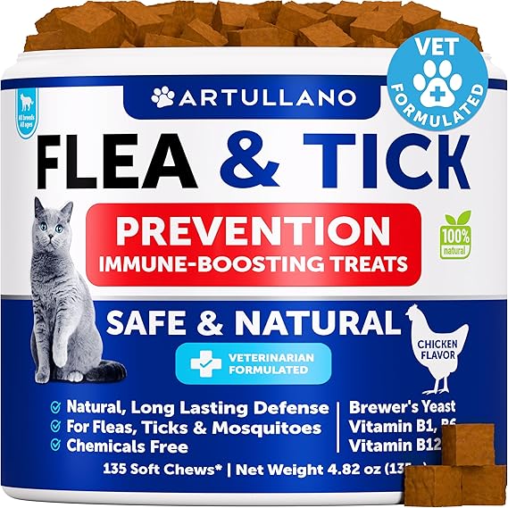 Flea and Tick Prevention for Cats - 135 Chews - Cat Flea & Tick Control