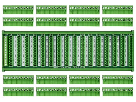 DIN Rail Mount 10A/300V Pluggable Screw Terminal Block Distribution Module (16x12 Pole)