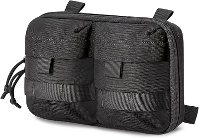 Black Tactical Molle EDC Pouch - Admin Pouch with Molle Attachments for Backpacks