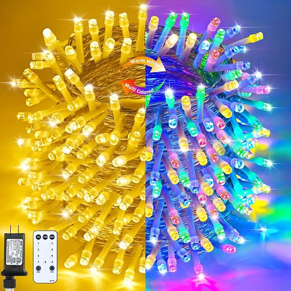 Christmas Lights Outdoor,800LED 330FT Color Changing String Lights,Warm White & Multocolor Lights 9 Modes Timer Waterproof for Indoor Outdoor Christmas Wedding Garden Yard Party Tree Decor