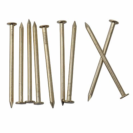 JEGONFRI 120PCS 2" x 13Ga Brass Plated Nails for Hanging Pictures &Woodwork