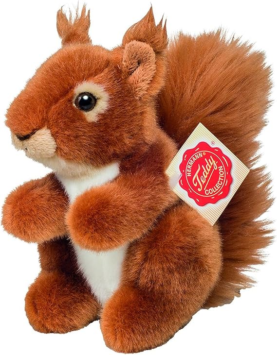 Teddy Hermann 90843 Squirrel 14 cm, cuddly toy with 75% recycled filling material