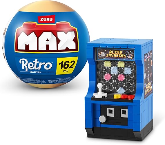 ZURU MAX Premium Retro Yapı Tuğlaları (Arcade Makinesi) - Koleksiyon Mini, Çocuklar için Yenilikçi Kutudan Çıkarma Oyuncağı, Yaratıcı Oyun Setleri