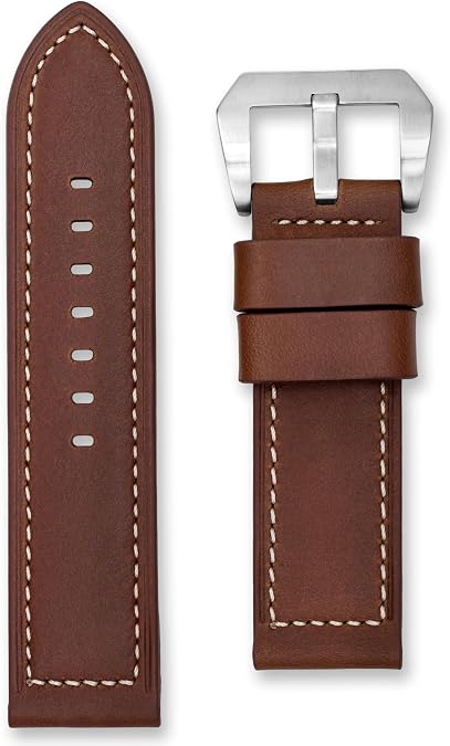 Leather Watch Strap Compatible with Panerai | 20mm 22mm 24mm | Black Brown