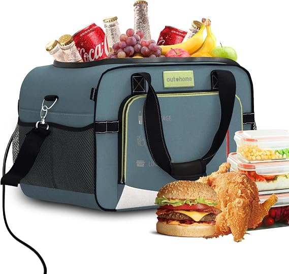 outohome 12V Plugin Electric Cooler & Warmer Bag, 25L Insulated Portable Lunch Bag, AllSeason Use for Car, Camping, Family Outings & Truck Drivers