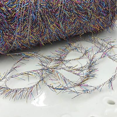 Clisil 500gram Sparkle Colorful Eyelash Yarn Crochet Thread DIY Accessory Yarn Knitting Sweater Scarf Shiny Yarn