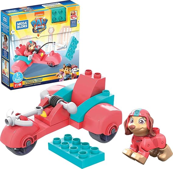 Mattel MEGA BLOKS PAW Patrol Liberty's City Scooter Toy Building Set with 10 jr. Bricks and 1 poseable Liberty Figure, Gift Set for Boys and Girls, Ages 3+