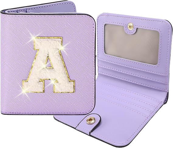 RNIEGA Initial Wallet Women Small Teen Girl Gifts Trendy Stuff Girls Wallets Personalized Christmas Birthday Gift for Women Friends Daughter Granddaughter 6 7 8 9 10 11 12 13 Year Old Purple A