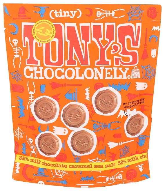 Tony's Chocolonely Halloween Milk Chocolate Sea Salt Caramel Bag, 8.46 OZ