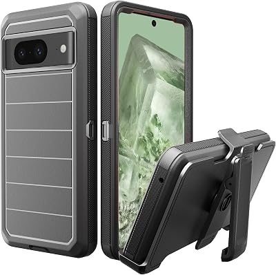 Designed for Google Pixel 8 Case with Belt Clip & Kickstand, Full-Body Triple Layers Rugged Case for Pixel 8 5G 6.3 inch Phone Black