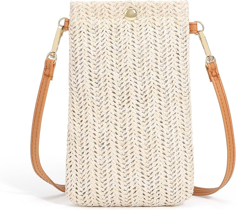 Small Straw Woven Crossbody Bag Cell Phone Purse Shoulder Clutch Summer Beach Wallet Handbag For Women Girl Vacation