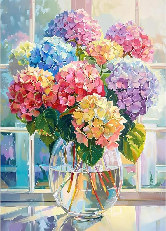 Kaixine Floral Stamped Cross Stitch Kits, Colorful Flowers Cross Stitch Ornament Kits for Adults Beginners, Counted Embroidery Needlepoint Kits Home Decor 12x16 Inch