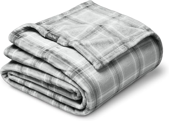 Bare Home Fleece Blanket Luxury Microplush (Full/Queen, Tartan Plaid)