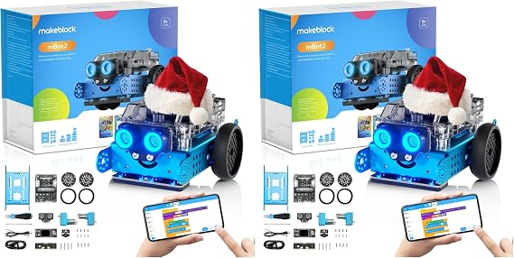 Makeblock mBot2 Coding Robot for Kids, Code Learning Support Scratch & Python Programming, Robotics Kit for Kids Ages 8-14 and up, Building STEM Robot Toys Gifts for Boys Girls (Pack of 2)