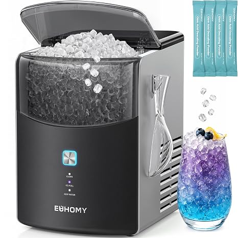 EUHOMY Countertop Nugget Ice Maker, 35lbs Daily Sonic Crushed Ice Machine