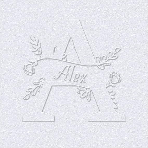 Personalized Initial & Name Embosser Stamp - Custom Name Hand-Held Embossing Stamp Best for Books, Envelopes, Napkins,Floral Ex Libris Great Book Lover Gift (Initial 01)