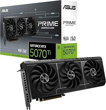 Asus Prime RTX5070 Ti, PCIe5, 16GB DDR7, HDMI, 3 DP, 2482MHz Clock, Compact SFF-Ready
