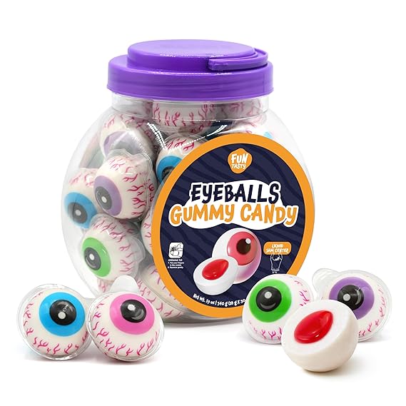 Eyeballs Gummy Candy, Strawberry Jelly Filled Gummies - 30 Count Jar