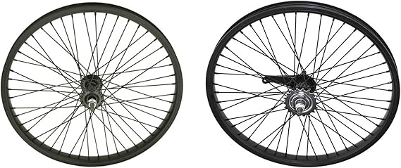 Lowrider Alloy Black 20" 48 Spoke Wheel Set. Front and Back Coaster Wheel