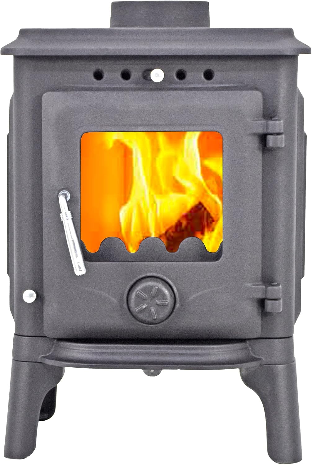 Roe Deer - York - Cast Iron Wood Burning Stove with Adjustable Burning Speed and Heat-Resistant Glass