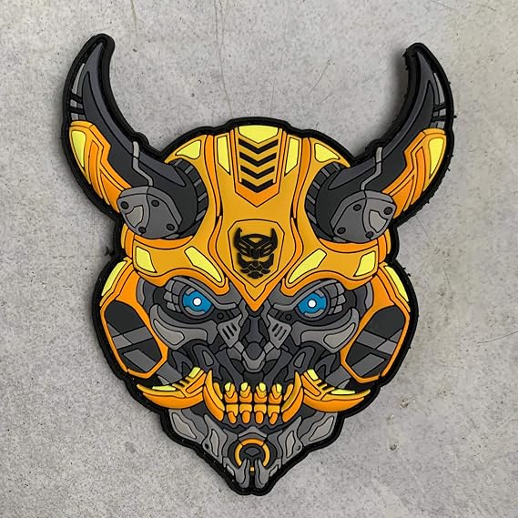 Patchlab Oniversum Onibot 2 Bee PVC Rubber Patch, Durable & Vibrant, Hook and Loop Attachment, Mask Patches for Backpacks, Jackets, | for Collectors & Enthusiasts, Multicolor, 4inches