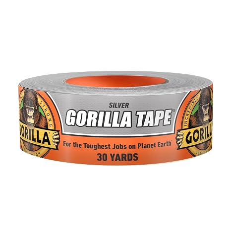 Gorilla Heavy Duty Duct Tape, Silver, 1.88" x 30 yd, 1-Pack | Weather Resistant, Indoor & Outdoor Use, Double-Thick Adhesive, Reinforced Backing, Grips Wood Stone Metal