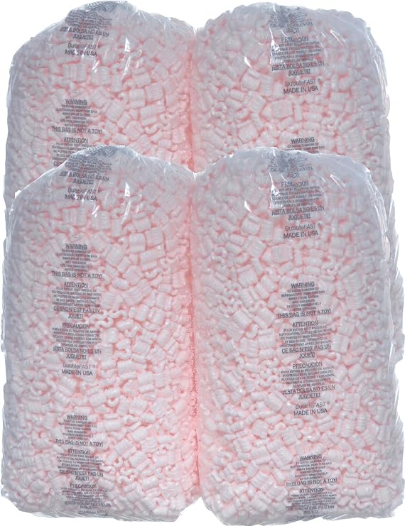 Bubblefast! Brand 14 cu. ft. (90 gallons) Pink Anti Static Packing Peanuts Popcorn (3.5 cu. ft x 4 Bags)