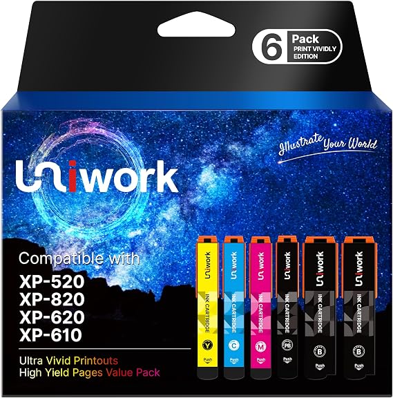 Uniwork Remanufactured Replacement for 273XL Ink Cartridge 6 Pack for XP820