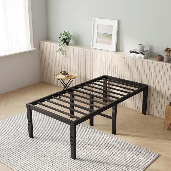 Novilla Bed Frame Twin, 18 Inch Simplicity Metal Platform Twin Size Bed Frame with Underbed Storage, No Box Spring Needed, Heavy Duty Steel Slat Support, for Bedroom, Guest Room, Noiseless
