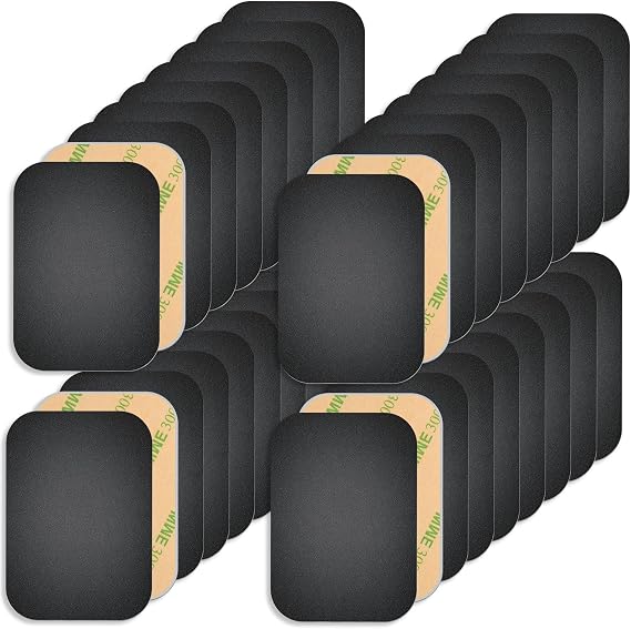 Pack of 36 Square Metal Plates Self-Adhesive for Car Phone Holders Very Thin Metal Plate for Magnets Metal Discs Made of Stainless Steel Round Metal Plate for Mobile Phone Accessories Black