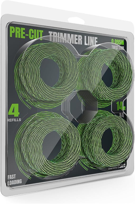 Eventronic 4 Pack (AL2420PB) Twisted Trimmer Lines Compatible with EGO Trimmer, 0.095" 56FT Trimmer String for EGO Weed Eater, Replacement Pre-Cut Heavy Duty Weed Wacker String for Outdoor Work