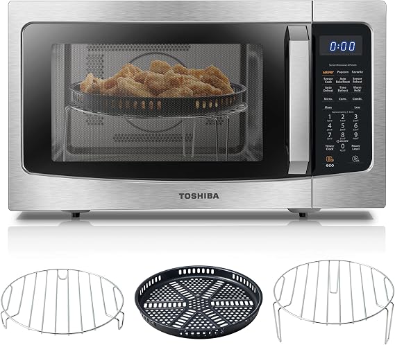 TOSHIBA 4-in-1 Microwave Oven with Air Fryer Combo, 1.5 Cu.Ft, 1000W