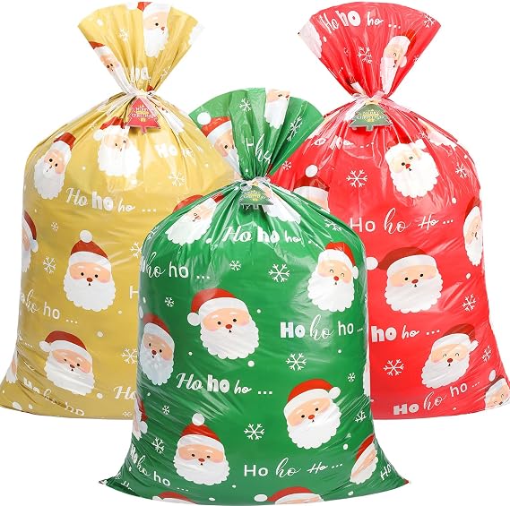 VIMUSFUN 3 Pack Large Christmas Gift Bags, 56"X 36" Extra Large Jumbo Holiday Wrapping Bags for Giant Huge Xmas Presents, Oversized Reusable Plastic Bag for Big XL Gifts