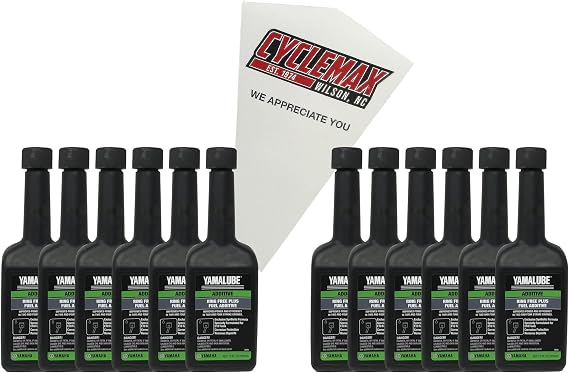 Cyclemax Twelve Pack compatible with Yamaha Ring Free Plus Fuel Additive ACC-RNGFR-PL-12 Contains Twelve 12oz Bottles and a Funnel