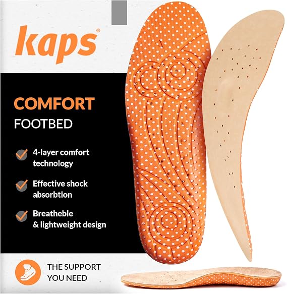 KAPS Comfort Footbed Insoles - 4-Layer Memory Foam Insoles with Arch Support for Men & Women - Cushioned Shoe Inserts for Sneakers, Work Shoes & Casual Footwear (US L9-10)