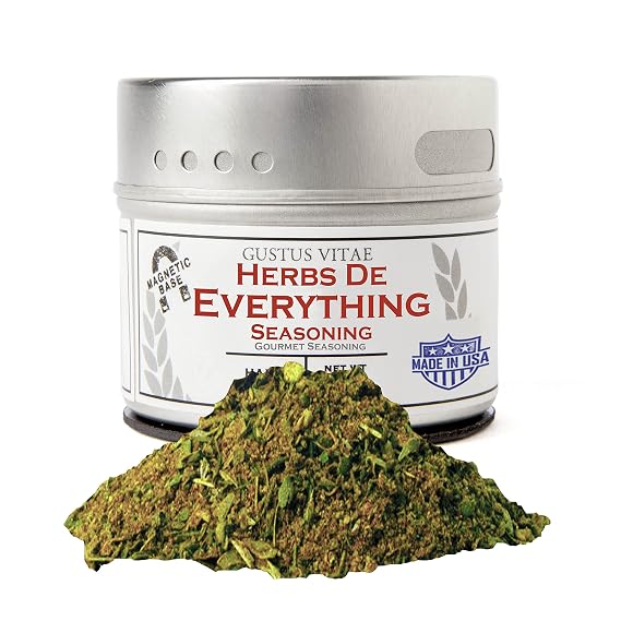 Gustus Vitae | Herbs de Everything Seasoning | Natural Gourmet Spice Blend | Gourmet Spice Blend | Non GMO | No MSG | No Fillers | Handmade in USA | Magnetic Tin | Small Batch | All Natural Seasoning