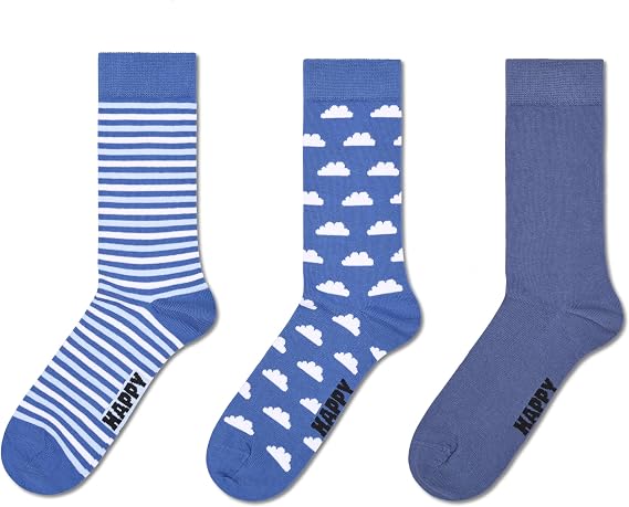 Happy Socks 3-Pack Cloud Socks, Blue, M/L