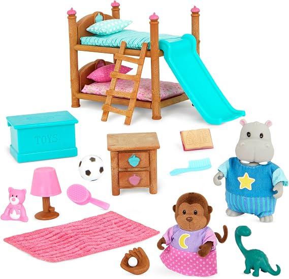 Li'l Woodzeez 二段ベッド ベッドルーム プレイセット ドールハウス20点セット プレイセット
