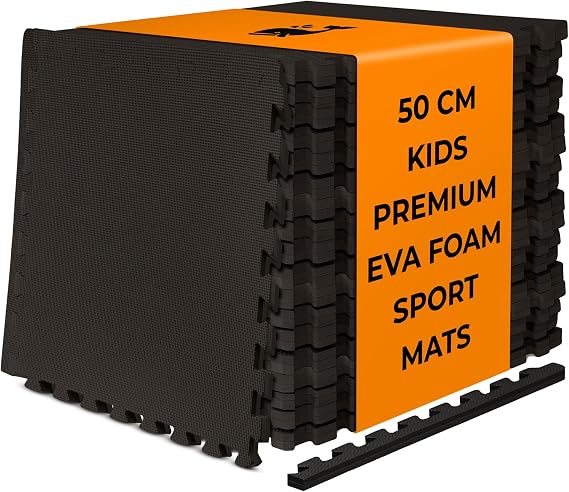 20 mm EVA Foam Interlocking Floor Exercise Mat | 50x50 cm Non-Slip Thick Foam Mats | Reversible Gym Flooring for Sports, Martial Arts, Home Gym, Outdoor Use